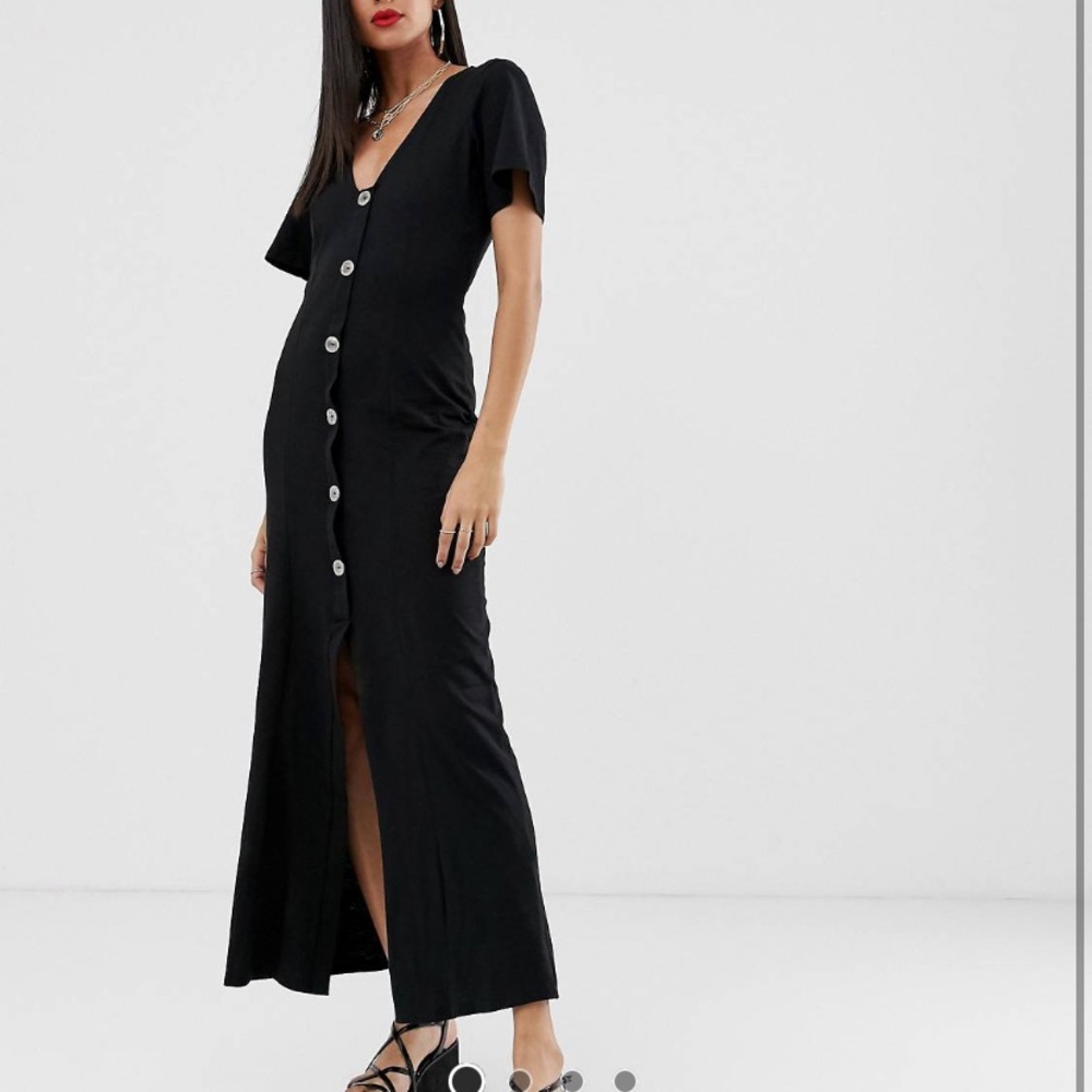Black Button Down Maxi Dress